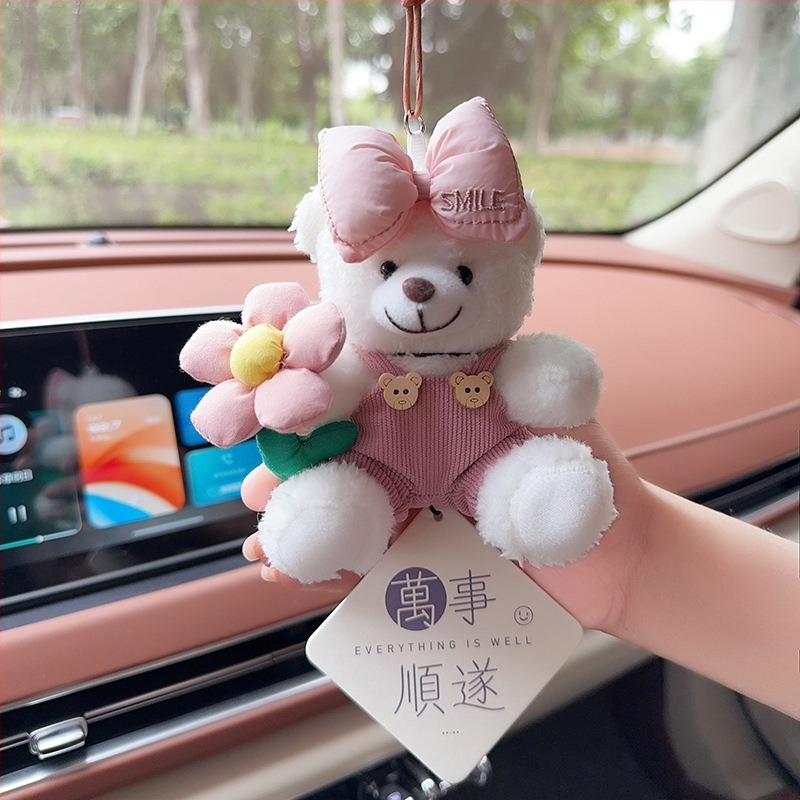 Pandantiv auto cu ursuleț plușat pentru aromaterapie, decor interior – stil desen animat, ornamente auto