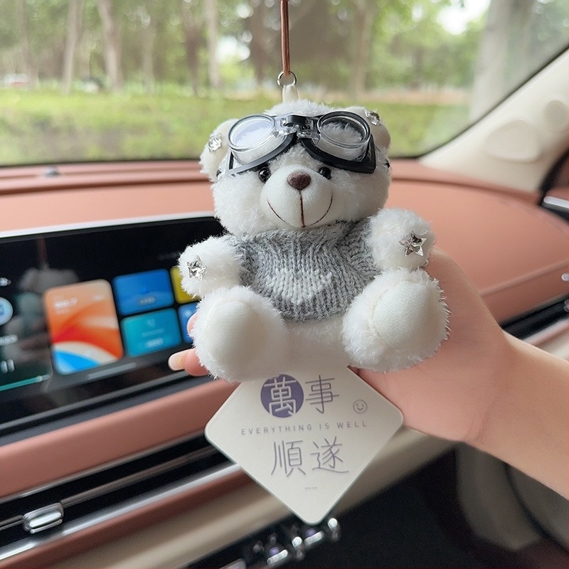 Pandantiv auto cu ursuleț plușat pentru aromaterapie, decor interior – stil desen animat, ornamente auto