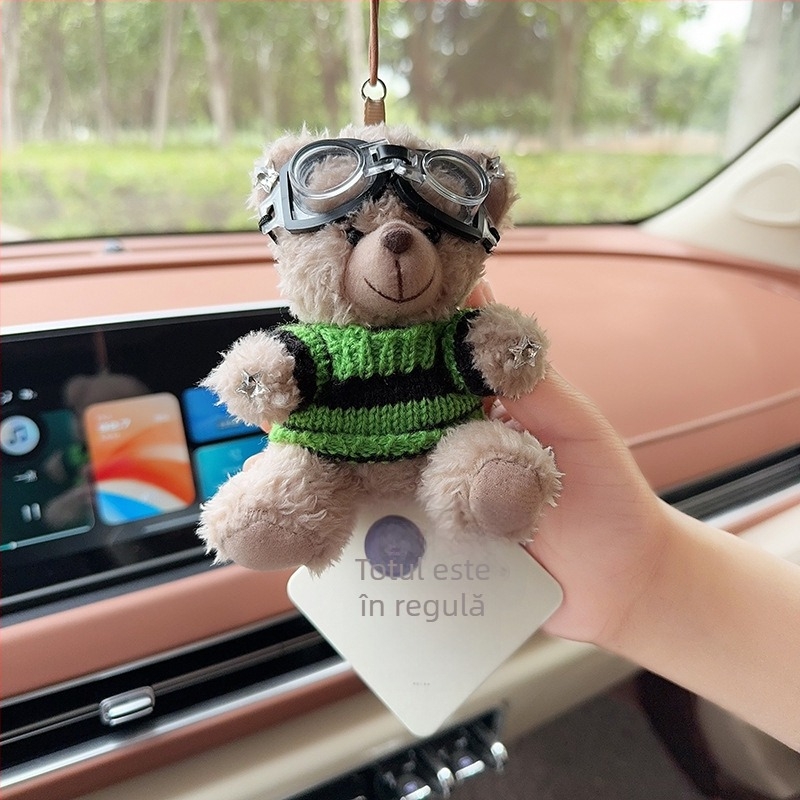Pandantiv auto cu ursuleț plușat pentru aromaterapie, decor interior – stil desen animat, ornamente auto