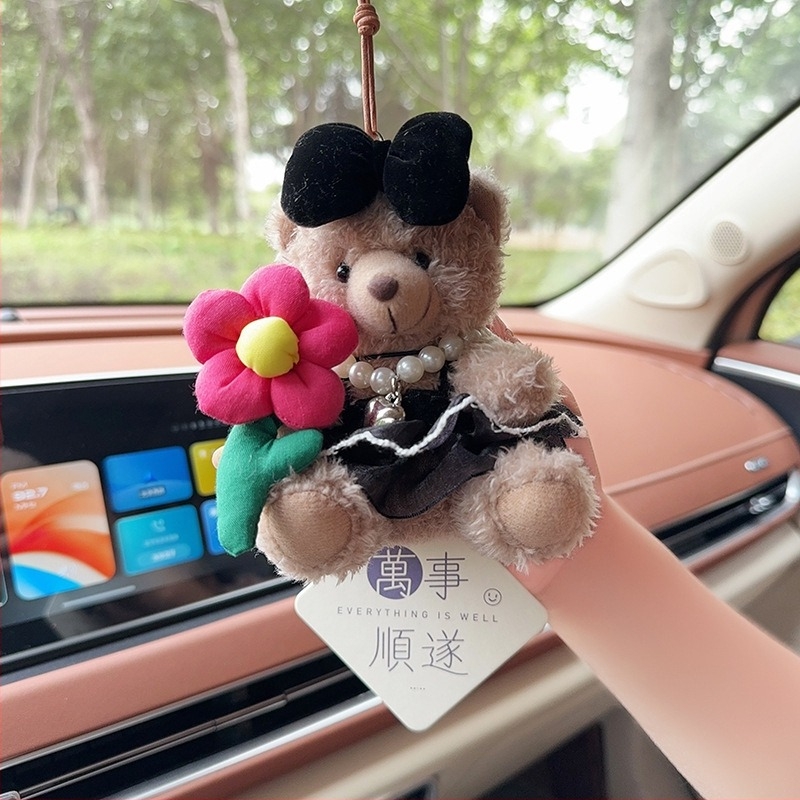 Pandantiv auto cu ursuleț plușat pentru aromaterapie, decor interior – stil desen animat, ornamente auto