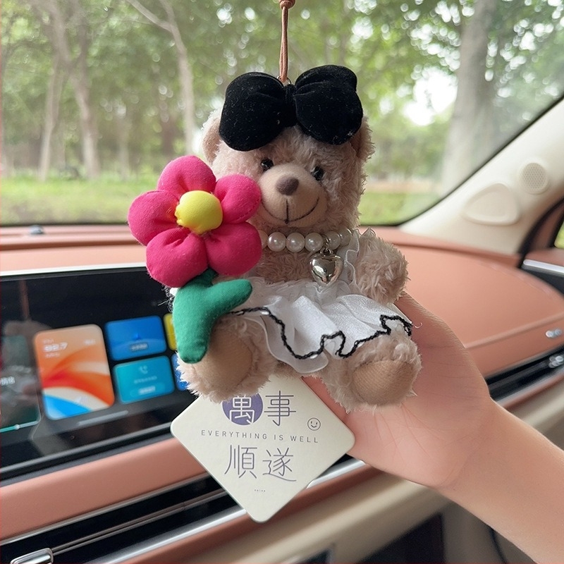 Pandantiv auto cu ursuleț plușat pentru aromaterapie, decor interior – stil desen animat, ornamente auto