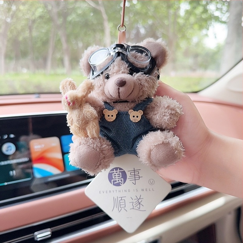 Pandantiv auto cu ursuleț plușat pentru aromaterapie, decor interior – stil desen animat, ornamente auto