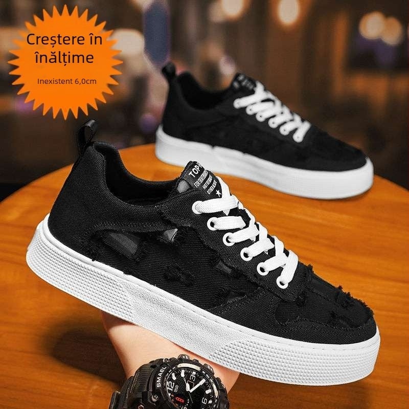 Adidași casual mid-top din plasă, căptușeală din microfibră de piele, talpă din cauciuc, model cu craniu