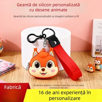 Portofel din silicon pentru copii și elevi — model animal desen animat, fermoar, buzunar pentru monede, personalizabil