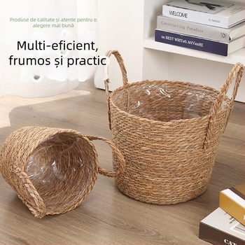 Coș țesut din bulrush pentru ghivece, plantă modernă, țesut semi-manual și semi-mechanic, decorativ