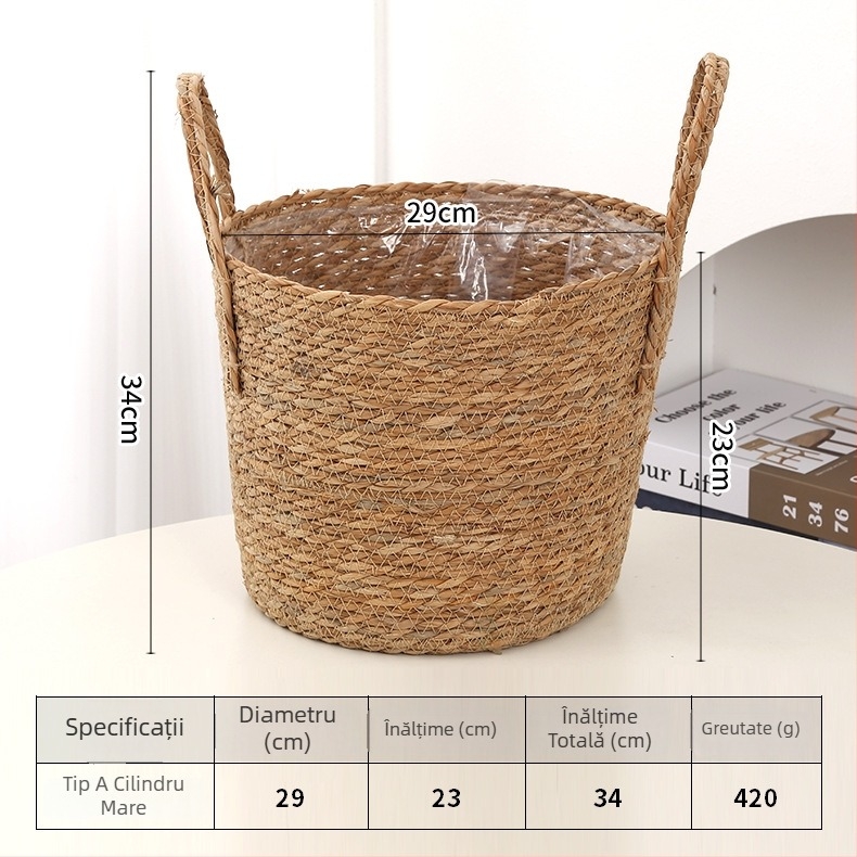 Coș țesut din bulrush pentru ghivece, plantă modernă, țesut semi-manual și semi-mechanic, decorativ