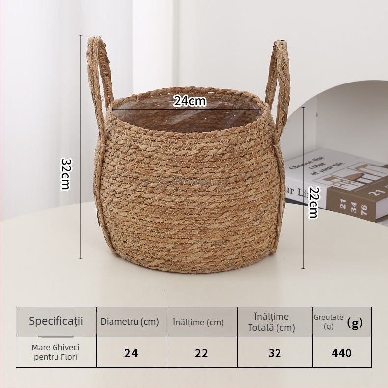 Coș țesut din bulrush pentru ghivece, plantă modernă, țesut semi-manual și semi-mechanic, decorativ