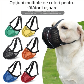 Mască de câine din plasă respirabilă, reflectorizantă – previne mușcătura, mestecatul și lătratul – reglabilă