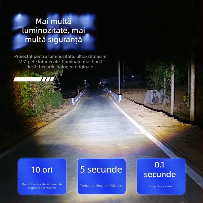 Far de motocicletă LED H4 cu lentilă fish-eye, carcasă din aluminiu, 12V, 30W