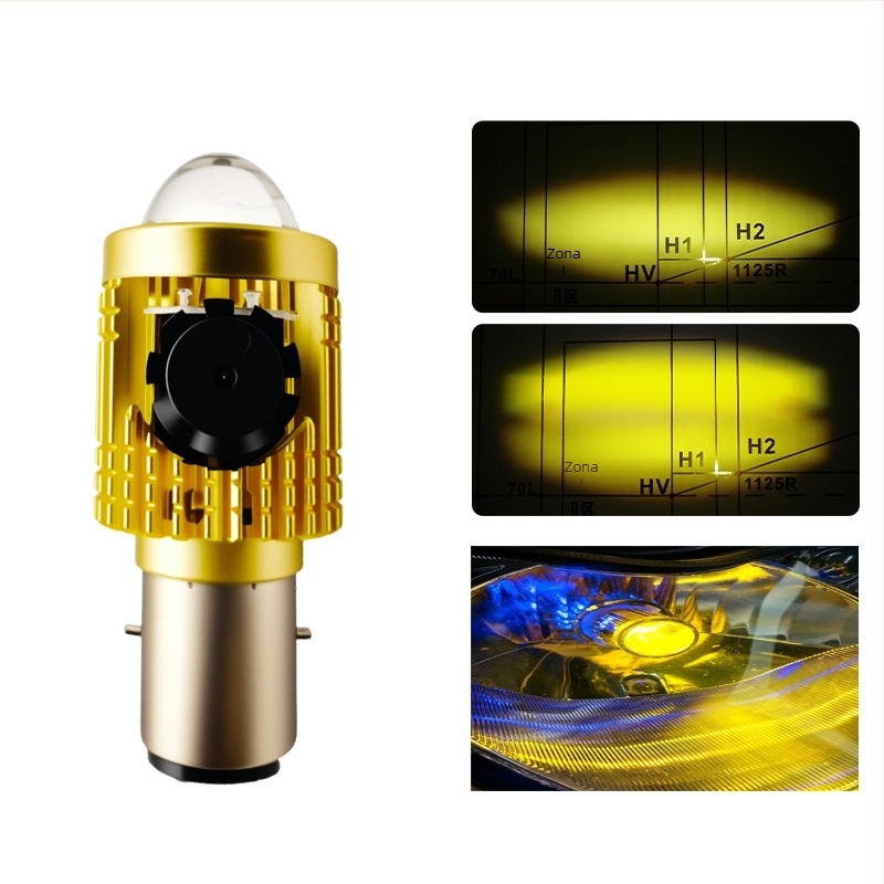 Far de motocicletă LED H4 cu lentilă fish-eye, carcasă din aluminiu, 12V, 30W