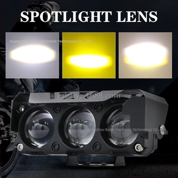 Proiector motocicletă, lentilă focalizată, 30W, 9-80V, 3000 lm, IP67, corp din aluminiu de aviație
