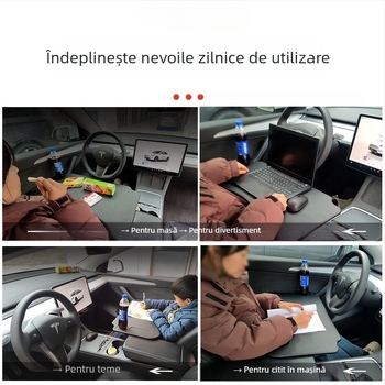 Masă pliabilă auto – rotativă, multifuncțională, montaj încorporat, universală