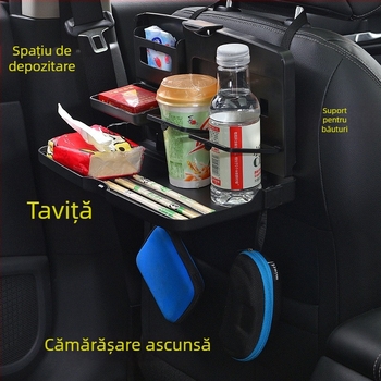 Masă pliabilă pentru banchetă auto cu spațiu de depozitare - McLaren E-21qw, placă artificială, montaj încastrat, funcție: pliere