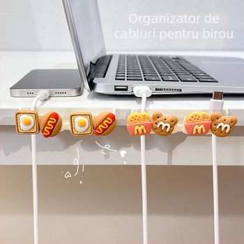 Organizator de cabluri pentru birou și lângă pat, stocarea cablurilor de date și de încărcare, material ABS