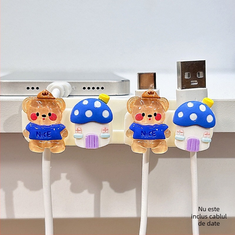 Organizator de cabluri pentru birou și lângă pat, stocarea cablurilor de date și de încărcare, material ABS