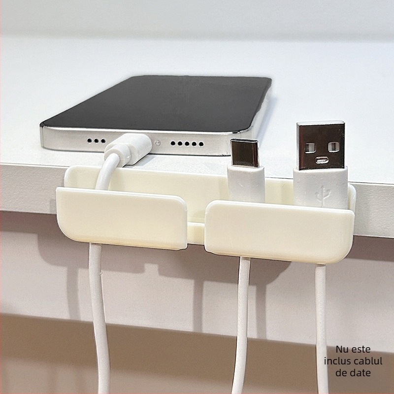 Organizator de cabluri pentru birou și lângă pat, stocarea cablurilor de date și de încărcare, material ABS