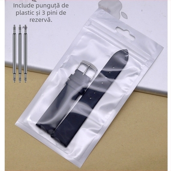 Kexin curea de ceas din piele naturală pentru bărbați, textură lychee, piele de vițel, ultra-subțire, cu știfturi de prindere