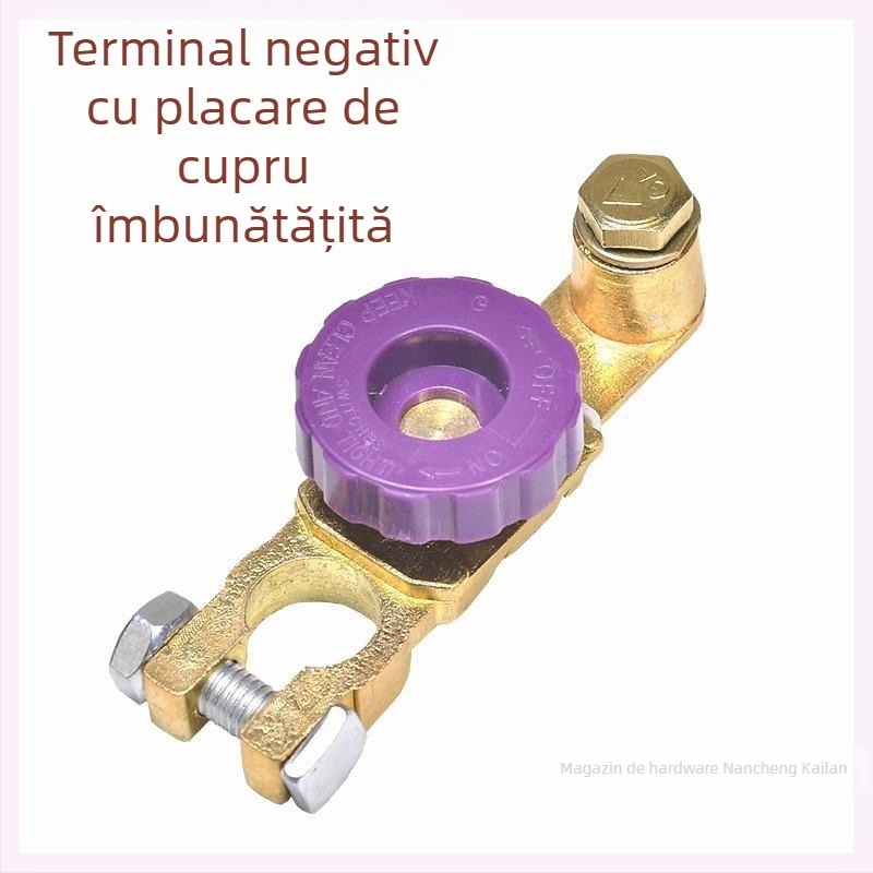 Comutator de deconectare a bateriei auto - Cupru pur, design întărit, clemă anti-scurgeri, protecție terminal baterie