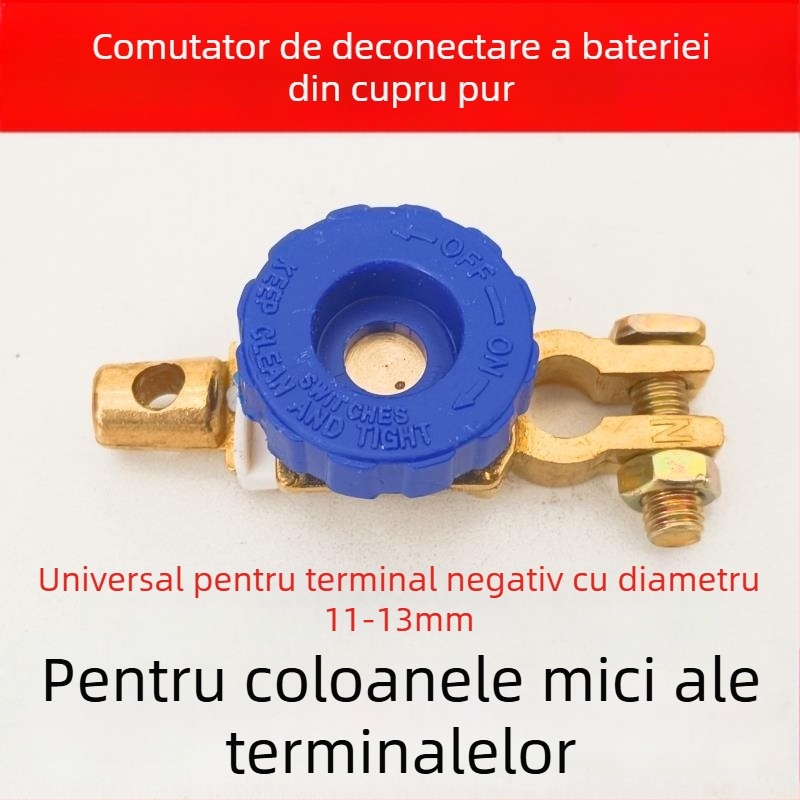 Comutator de deconectare a bateriei auto - Cupru pur, design întărit, clemă anti-scurgeri, protecție terminal baterie