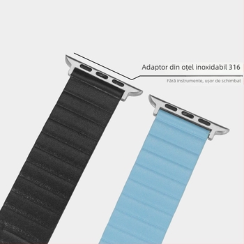 XT Curea pentru Apple Watch – Piele naturală, Stil simplu, Cataramă pliată cu două butoane