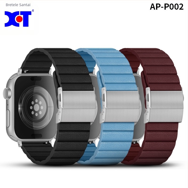 XT Curea pentru Apple Watch – Piele naturală, Stil simplu, Cataramă pliată cu două butoane