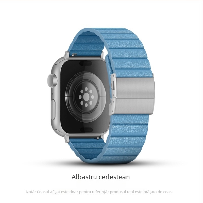 XT Curea pentru Apple Watch – Piele naturală, Stil simplu, Cataramă pliată cu două butoane