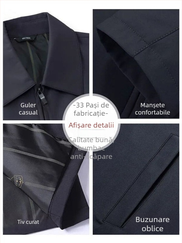 Geacă de bărbați pentru primăvară-toamnă, călduroasă, casual, cu glugă