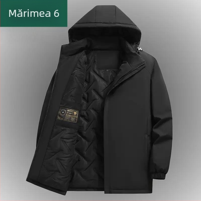 Jachetă pentru bărbați, toamnă-iarnă, groasă, cu guler rever, poliester, stil pentru vârstnici