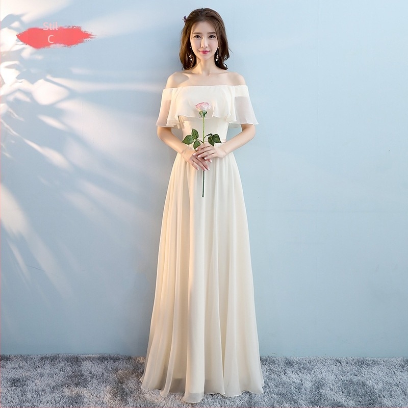 rochie de domnișoară de onoare, decolteu halter, fără mâneci, siluetă în formă de A, țesătură zbârcită, poliester