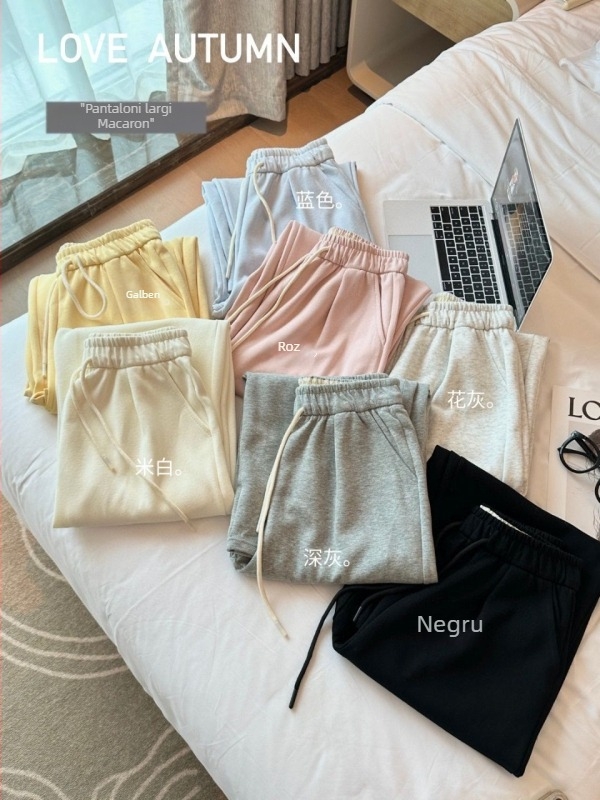 Pantaloni evazați din bumbac, talie medie, stil casual de relaxare, amestec bumbac-elastan, grosime medie