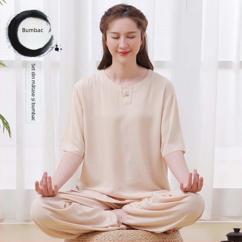 Rochie Zen în stil Tang pentru ceai, din bumbac, țesătură vopsită pe fir, 90–95% bumbac, inspirată din stilul tradițional chinezesc, lansare toamna 2022