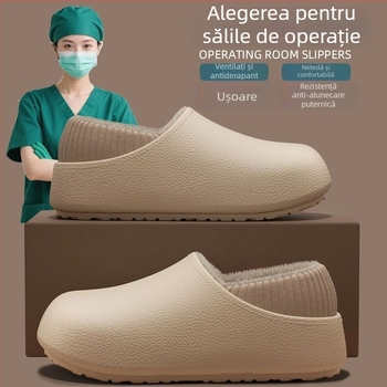 Papuci de iarnă pentru femei din EVA, căptuțiți cu fleece, talpă EVA, talpă groasă, înălțime a tocului mică 1–3 cm