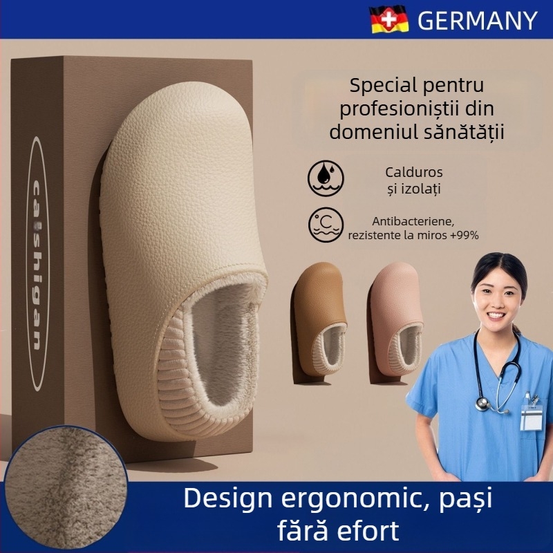 Papuci de iarnă pentru femei din EVA, căptuțiți cu fleece, talpă EVA, talpă groasă, înălțime a tocului mică 1–3 cm