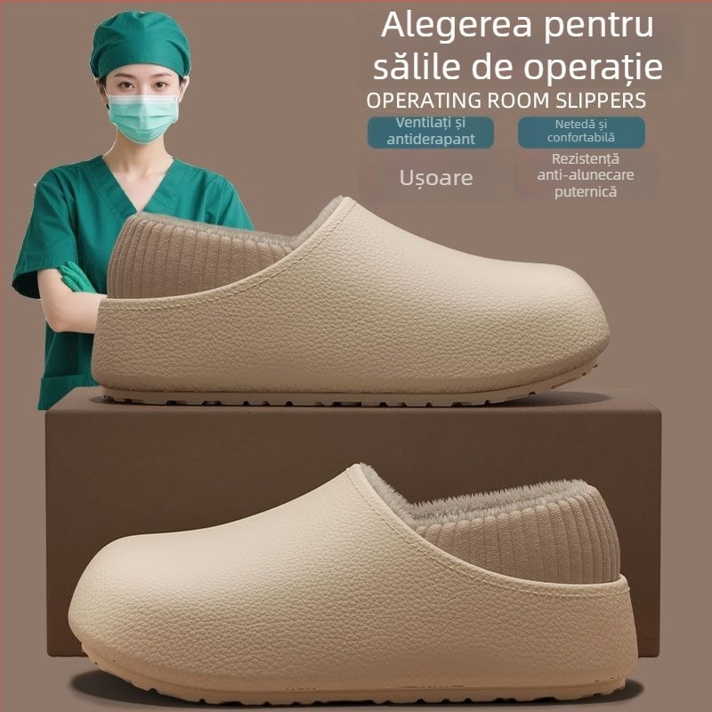 Papuci de iarnă pentru femei din EVA, căptuțiți cu fleece, talpă EVA, talpă groasă, înălțime a tocului mică 1–3 cm