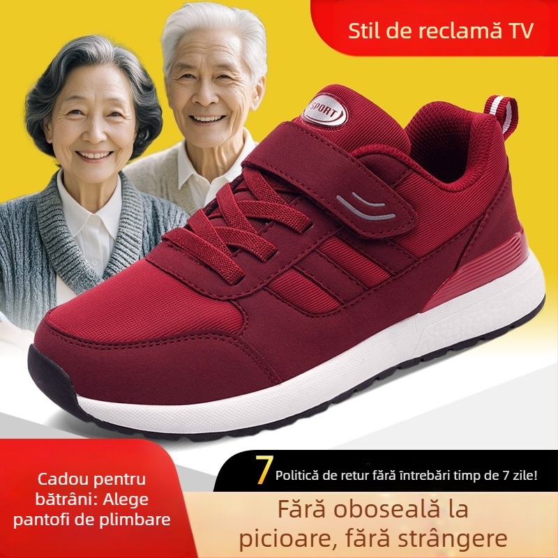 Adidași casual cu Velcro pentru femei, partea superioară din textil, vârf rotund, toc plat
