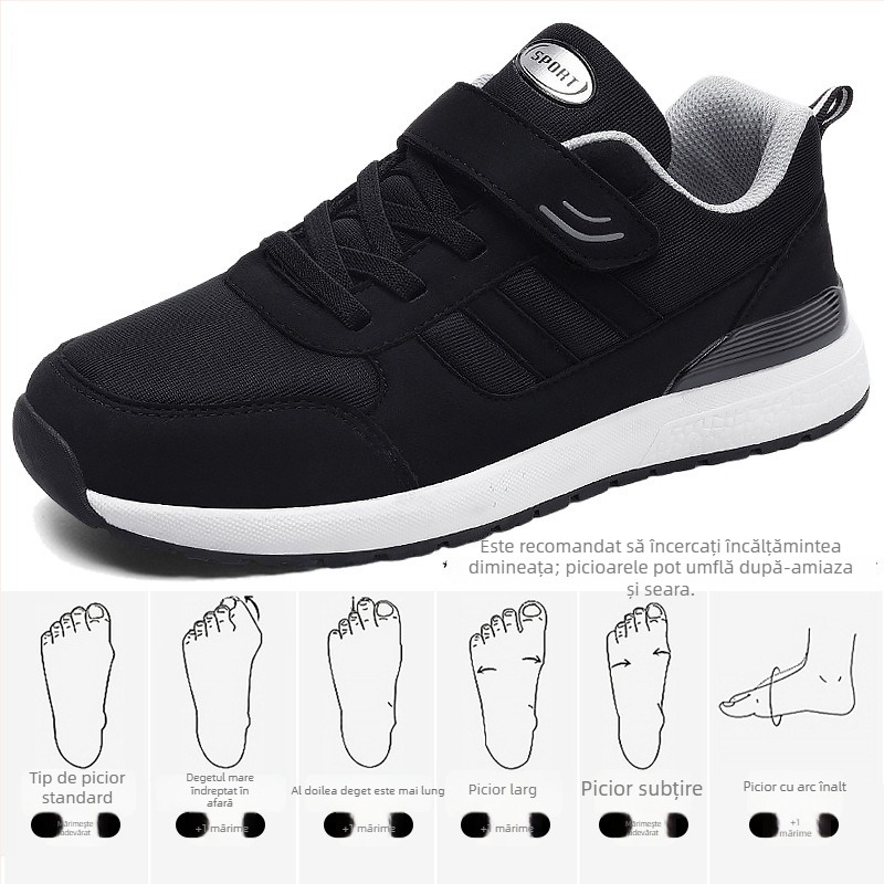 Adidași casual cu Velcro pentru femei, partea superioară din textil, vârf rotund, toc plat