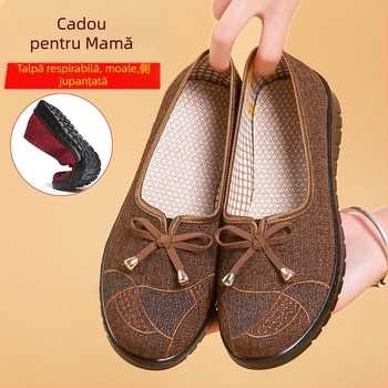 Pantofi de damă din pânză, cu partea superioară din canvas, talpă PVC și toc plat (primăvară–toamnă)