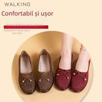 Pantofi de damă din pânză, cu partea superioară din canvas, talpă PVC și toc plat (primăvară–toamnă)