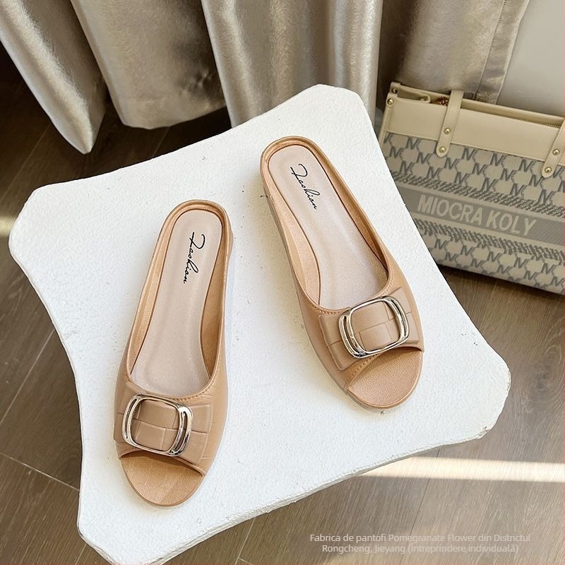 Pomegranate Flower Sandale de vară pentru femei, cataramă pătrată, partea superioară PVC și talpă PVC, talpă injectată, uscare rapidă și antiderapante