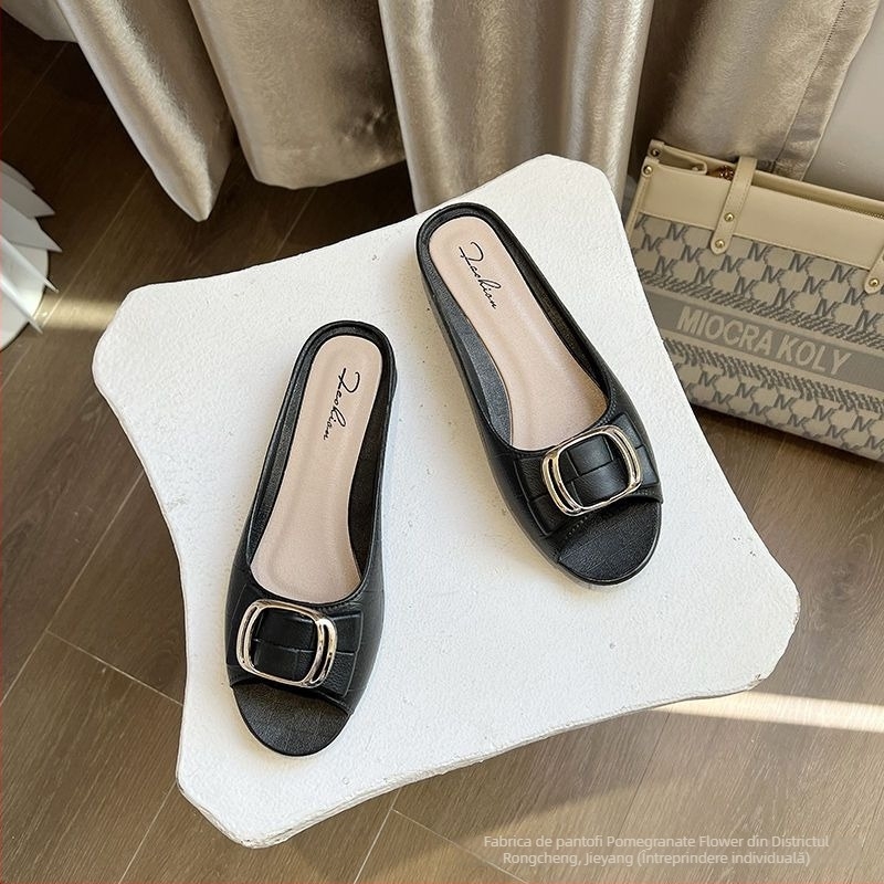 Pomegranate Flower Sandale de vară pentru femei, cataramă pătrată, partea superioară PVC și talpă PVC, talpă injectată, uscare rapidă și antiderapante