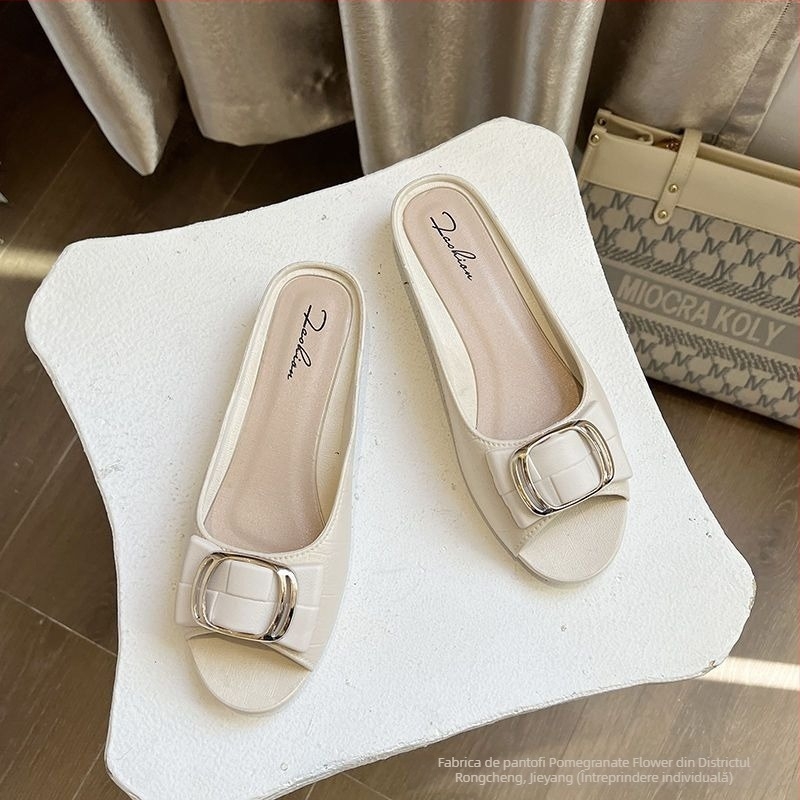 Pomegranate Flower Sandale de vară pentru femei, cataramă pătrată, partea superioară PVC și talpă PVC, talpă injectată, uscare rapidă și antiderapante