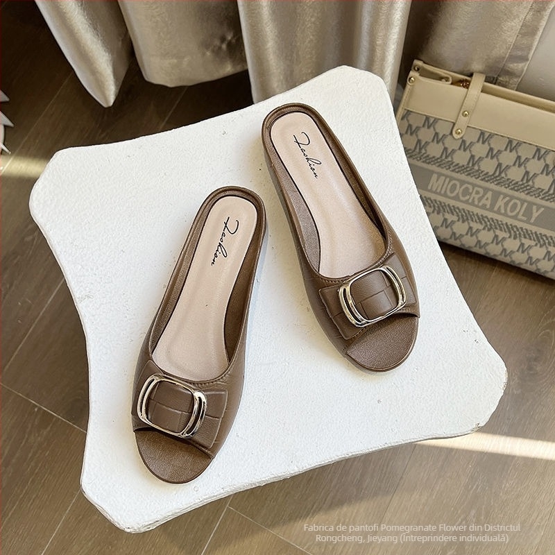 Pomegranate Flower Sandale de vară pentru femei, cataramă pătrată, partea superioară PVC și talpă PVC, talpă injectată, uscare rapidă și antiderapante