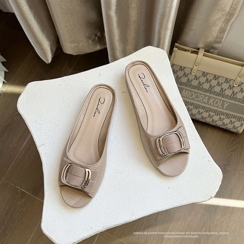 Pomegranate Flower Sandale de vară pentru femei, cataramă pătrată, partea superioară PVC și talpă PVC, talpă injectată, uscare rapidă și antiderapante