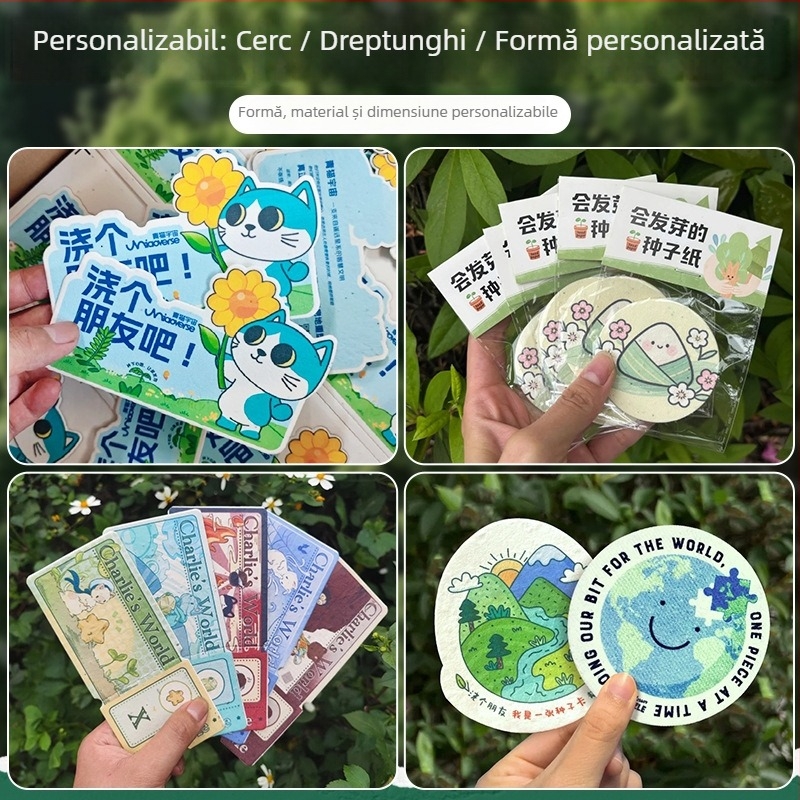 Invitație personalizabilă pentru primul an de viață al copilului, din hârtie cu semințe, format card, ecologic