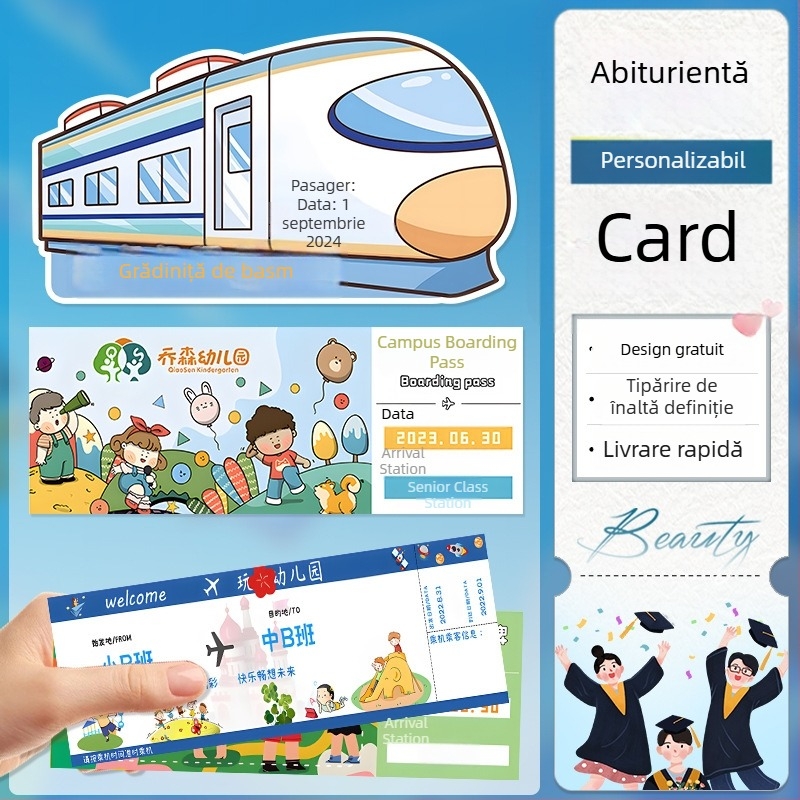 Invitație personalizabilă pentru primul an de viață al copilului, din hârtie cu semințe, format card, ecologic