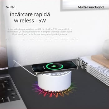 Boxă Bluetooth pentru somn cu funcție de temporizator și muzică, încărcare wireless rapidă de 15W, baterie încorporată
