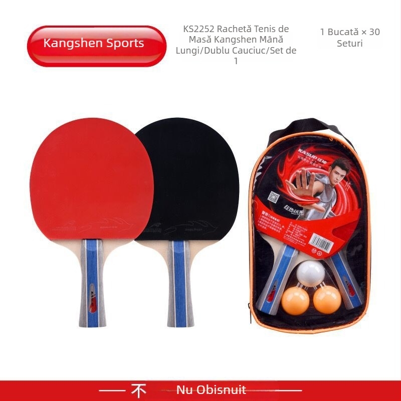 Crazy God Set de ping-pong – 2 rachete și 3 mingi, bază din plop, gumă revers, rachete cu lovire orizontală