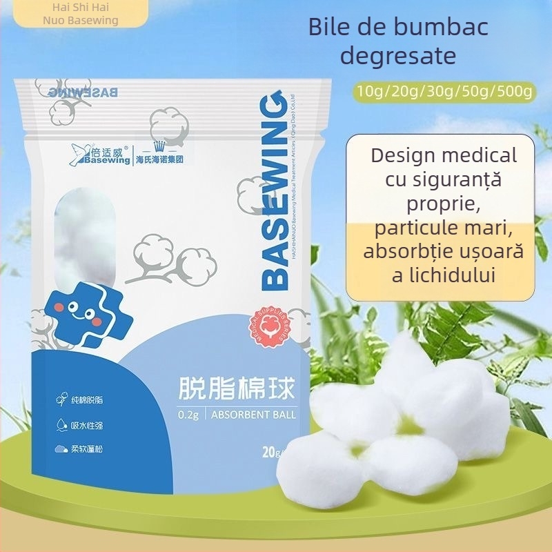 Bilă de vată de bumbac de unică folosință — moale, absorbant, pentru dezinfectarea la domiciliu și curățarea rănilor