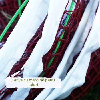 Plasă de badminton cu borduri pe patru laturi, cadru standard pentru pene și șnur din oțel acoperit pentru strângere — pentru competiții și antrenamente