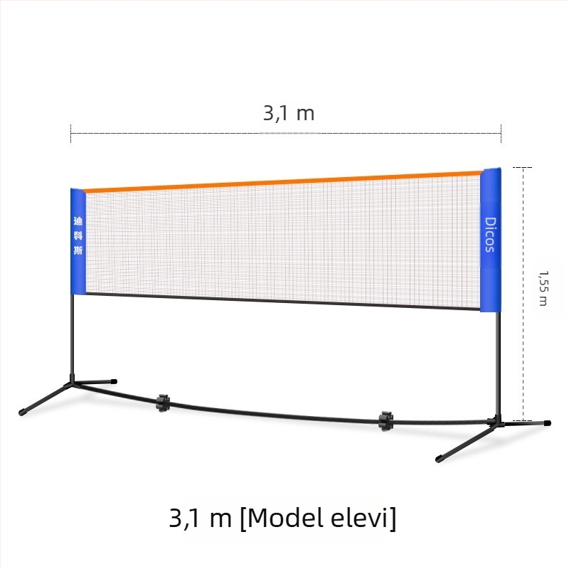 Cadru de plasă badminton – portabil, pliabil pentru competiții în aer liber, aliaj de aluminiu, brand Dicos, etichetare privată disponibilă